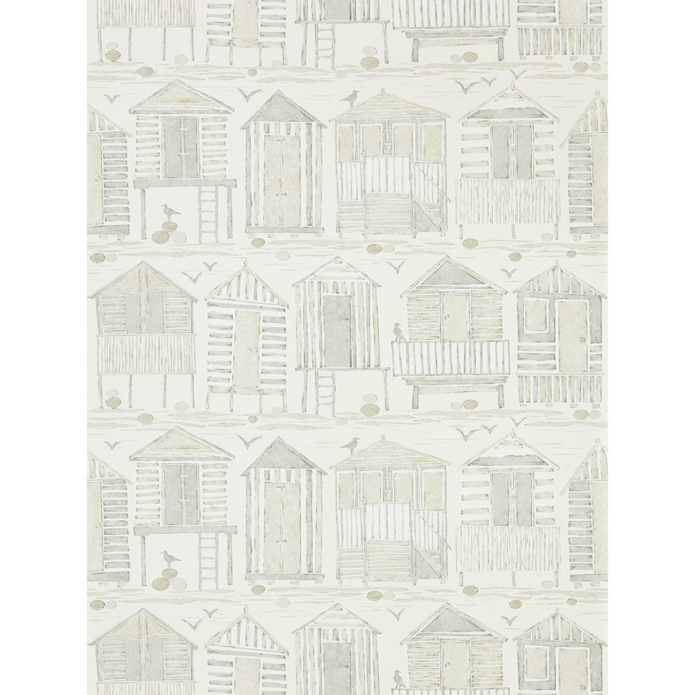 Beach Huts Wallpaper 216561 by Sanderson in Driftwood Brown